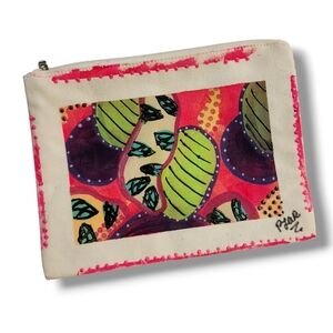 Handpainted Funky Abstract Art Clutch